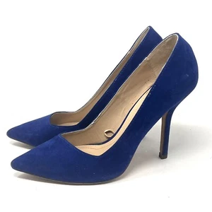 Zara Royal Blue Trafaluc Faux Suede Pointed Toe Heel Size 37 Women’s 6.5 - Picture 1 of 7