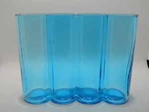 Vintage 4 Tube Heavy Art Glass Blue Vase 5 7/8” H 2.25" W - Bild 1 von 6