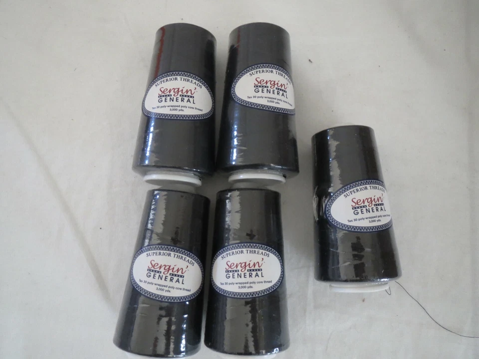 Superior Threads Sergin' General #110 Black 3,000 Yards Pack of 5 - Image 1 of 4