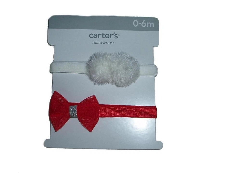 Carter's Red White Holiday Collection Baby Girl's 2 Head Wraps - Image 1 of 1