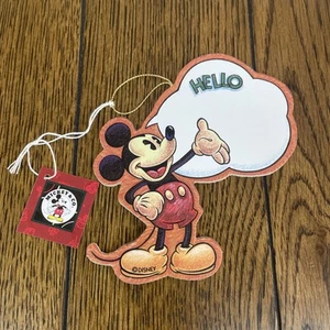 Vintage Flat Wooden Mickey Mouse Christmas Tree Ornament Hello! Disney Wood NWT - Picture 1 of 4