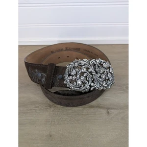 Justin braun Rindsleder Strass Western Gürtel 32 USA geprägt Rodeo Ranch - Bild 1 von 9