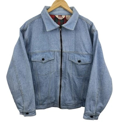 VTG Duke Haband Blue Chore Barn Field Flannel Lined Workwear Denim Jacket Sz L - Image 1 of 4