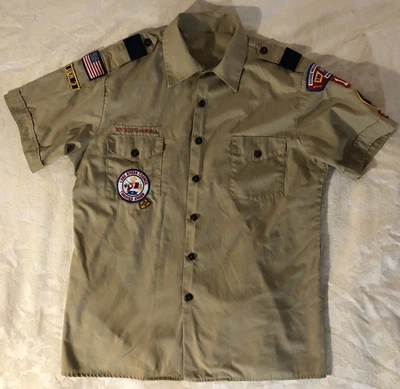 Camisa para hombre Boy Scouts of America BSA bronceada grandes parches cosidos manga corta Foto 1 de 4