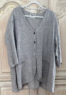 Льняной твидовый черный белый с длинным рукавом на пуговицах верхняя куртка кардиган - Изображение 1 из 4