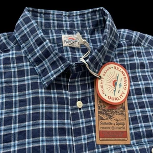 Faherty Tropical Cotton Plaid Long Sleeve Woven Shirt Blue Size Large $158 - Picture 1 of 9