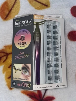 Extensiones de pestañas naturales Kiss Impress Press On Falsies look 20 racimos NUEVO 88169 Foto 1 de 2