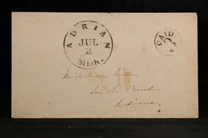 Michigan: Adrian 1850s Stampless Cover, Black CDS, Circled PAID 3 - Picture 1 of 2