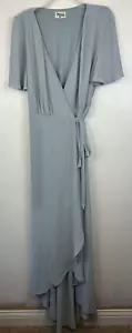 Show Me Your MuMu Dress XXL Wrap Maxi Blue Chiffon Flutter Sleeve - Picture 1 of 7