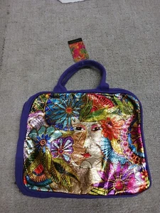 Laurel Burch Floral Bag Full Wrap Around Zip Art Handle Neu ohne Etikett - Bild 1 von 15