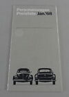 Preisliste VW Käfer / Typ 3 / Karmann Ghia Stand 01/1968