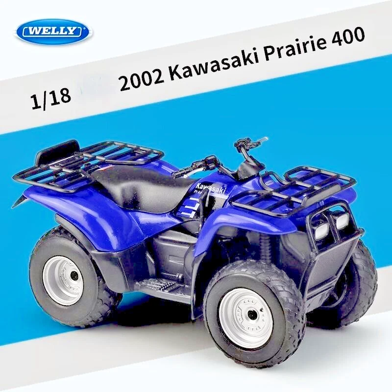 Welly 1/18 2002 Kawasaki Prairie 400 Motorcycle Model Diecast Bike Toy Blue Box - Image 1 of 4