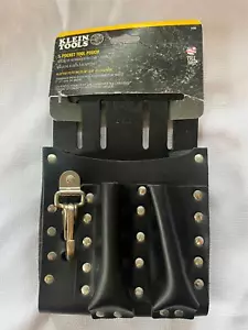 Klein 5126 5 Taschen Werkzeugtasche mit Messerdruckknopf schwarzes Leder neu mit Etikett - Bild 1 von 3