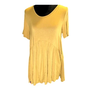 AGNES & DORA Muse Top Tunic Size MED. Dark Yellow Gold Fall Harvest Short Sleeve - Picture 1 of 9