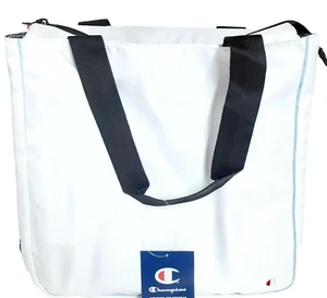 Champion Side Zip Tote Bag with Laptop Sleeve White Red Black Expandable NWT - Picture 1 of 12