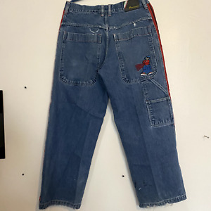 Vintage 90s/y2k Primero Baggy Denim Jeans JNCO style Wide Leg Red Stripe 32x39