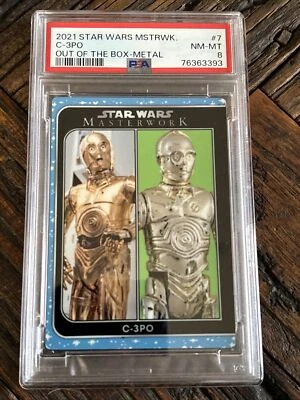 2021 Topps Star Wars Masterwork C-3PO Out Of The Box Metal #4/5 PSA 8 Pop1 - Image 1 of 3
