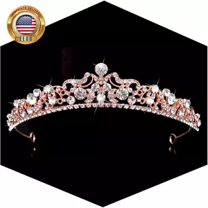Rose Gold Tiaras and Crowns for Women Girls Crystal Princess Tiara Wedding Tiara - Picture 1 of 6