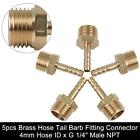 5pcs Brass Hose Tail Barb Fitting Connector 4mm Hose ID x 1/4" Male NPT for Car