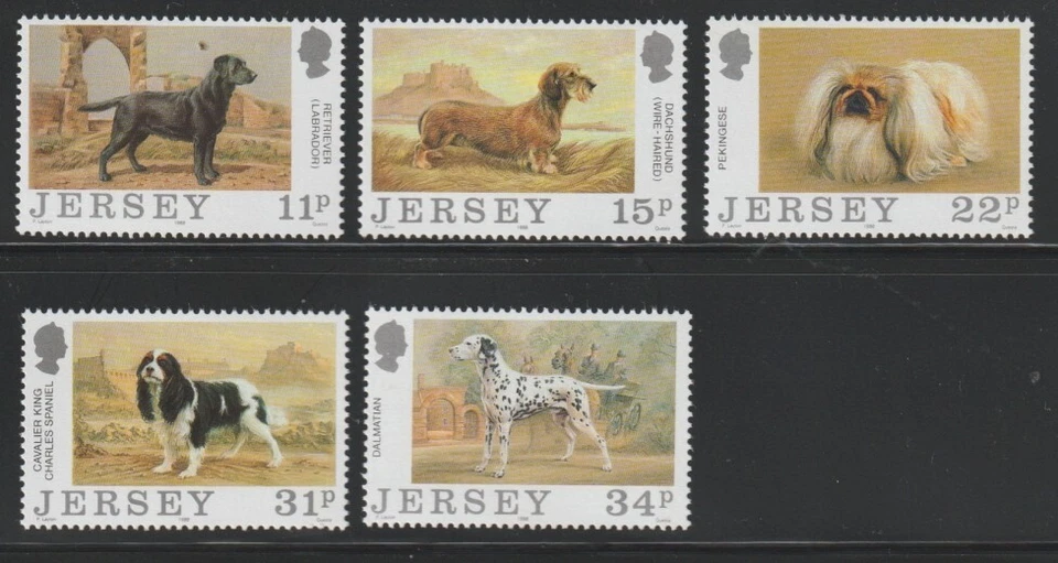 Great Britain-Jersey    1988    Sc # 447-51   Dogs    MNH    OG - Image 1 of 1