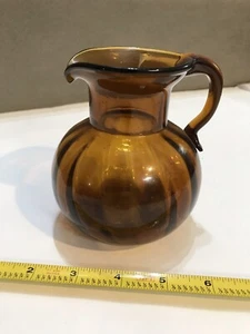 vintage blenko glass table Condiment pitcher (pumpkin Base, Hand Blown) - Picture 1 of 4