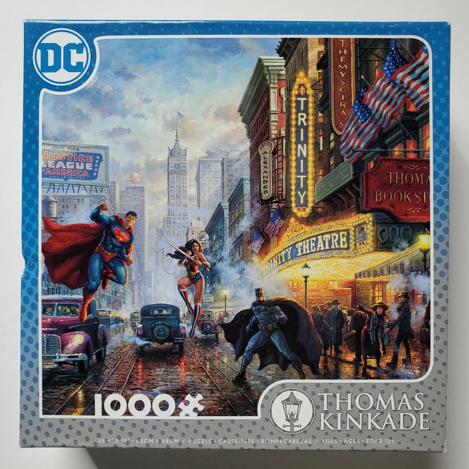 Thomas Kinkade DC Comics Trinity 1000 PC Puzzle Batman Superman Wonder Woman