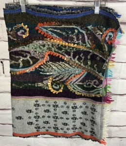 ANU Bohemian ART TO WEAR Multicolor Wool Blend Shawl - Picture 1 of 8
