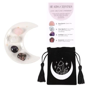 Love Healing Crystal Set with Moon Trinket Dish - Picture 1 of 6