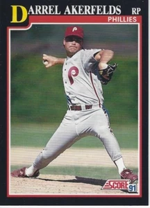 1991 Score DARREL AKERFELDS #223 Philadelphia Phillies Near Mint or Better - Picture 1 of 1
