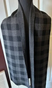 Apt 9 Mens Black & Gray Plaid Super Soft Reversible Scarf 72” X9.5”Acrylic,Soft - Picture 1 of 10