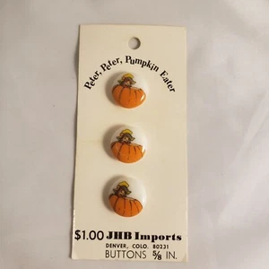 Vintage JHB Imports Peter Peter Pumpkin Eater Carded Buttons 5/8" Pack Of (3) - Picture 1 of 6