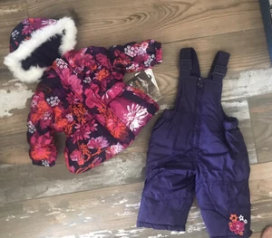 New - Pacific Trail Ski Bib, Jacket, Overalls Purple Flower Toddler Girl~ 6 M - Picture 1 of 10