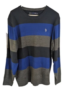 U S Polo Assn, Suéter Pullover Hombre, Negro, Azul y Gris, Talla L, Nuevo - Imagen 1 de 4