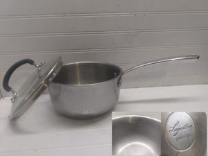 Lagostina Brushed Stainless 2.4 Qt Saucepan Saute Pot Frying Pan Casserole & Lid - Picture 1 of 7