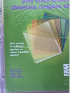 1 Staples 5 Pack Letter Size Poly Project Jackets 36052 3 hole(U1) - Picture 1 of 3