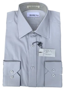 MODENA Men's Premium Long Sleeve Button Up Solid Color 100 % Cotton Dress Shirt - Picture 1 of 51