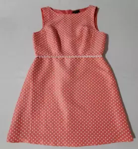 TAHARI by ASL Polka Dot Shift Dress Women's 12P Coral White Sleeveless Lined - Picture 1 of 5