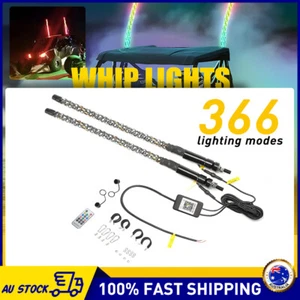2X 3ft LED Lighted Whip Antenna Light Flag Pole Blue For ATV UTV Polaris RZR Car - Picture 1 of 11