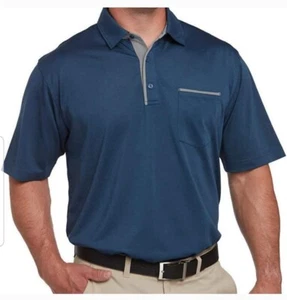 Polo de rendimiento de lujo seco manga corta Pebble Beach para hombre azul 2X nuevo con etiquetas - Imagen 1 de 2