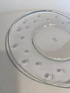 2 Vintage Arcadia Starlight Clear Glass Plates 8" Etched Cut Stars MCM - Picture 1 of 6