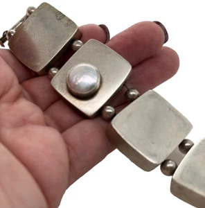 J.L. Walsh Sterlingsilber Mabe Perle 1,5" breite Platte 7,25" Armband 83,06 Gramm - Bild 1 von 5