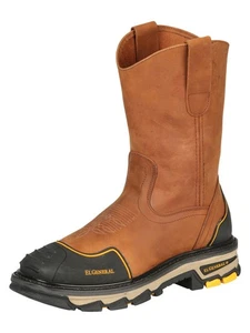 Men's El General Work Boots Crazy Leather Kansas Square Toe - Picture 1 of 1