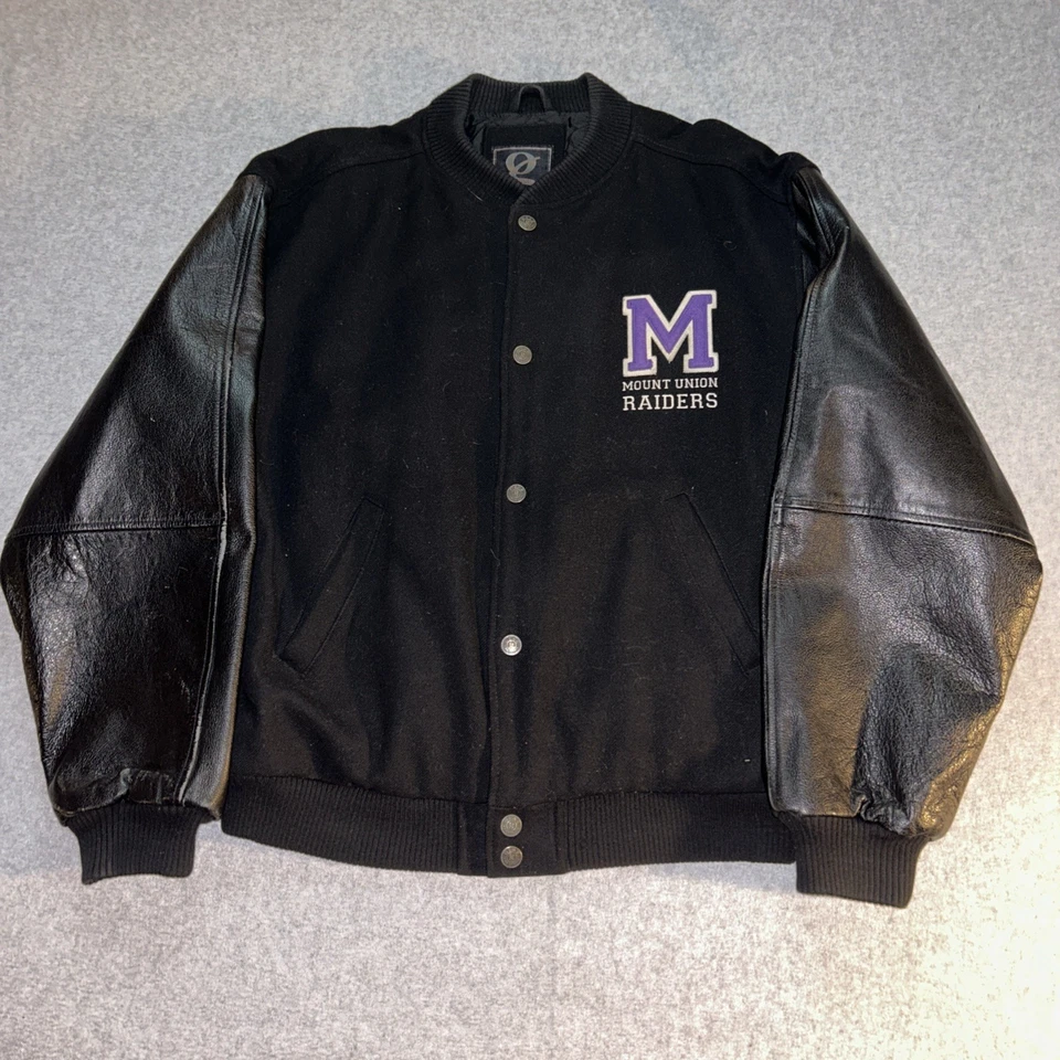 Equipamento vintage para montagem esportiva Union Purple Raiders zíper completo jaqueta Varsity - Masculina M - Imagem 1 de 3