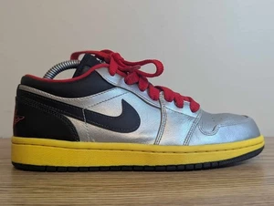 Nike Air Jordan 1 Men’s Retro Low Silver Black Red Sneakers 553558-023 Size 7 - Picture 1 of 14