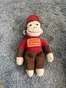 Vintage Knickerbocker Curious George  Plush Monkey Stuffed Animal 14” Red Shirt - Picture 1 of 8