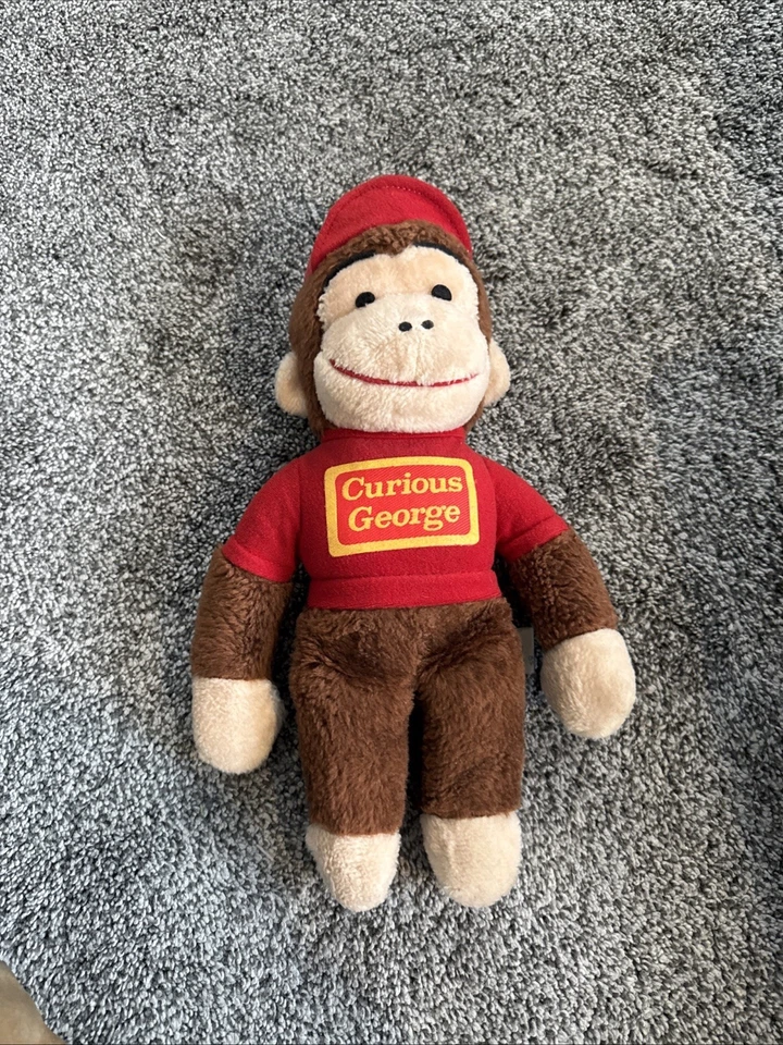 Vintage Knickerbocker Curious George  Plush Monkey Stuffed Animal 14” Red Shirt - Image 1 of 4