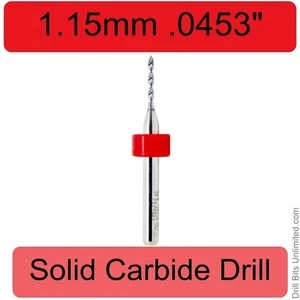 .045" 1.15mm Carbide Drill Bits 1/8" Shank ONE Piece - R/S - Picture 1 of 4