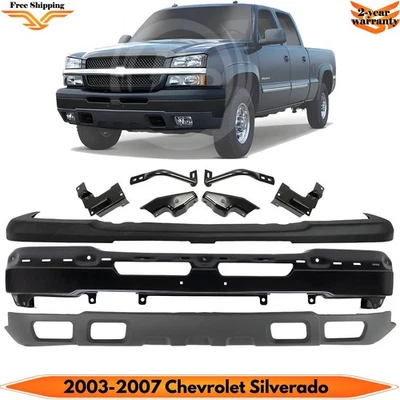Front Bumper Primed & Bumper Brackets Kit For 2003-2007 Chevrolet Silverado 1500 Foto 1 de 4