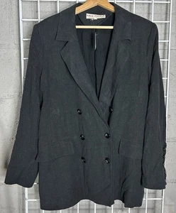 Free People Women's Size Medium Linen Black Relaxed Fit Oversized Blazer New - Picture 1 of 10