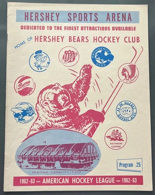1962 HERSHEY BEARS AHL HOCKEY PROGRAM v. BALTIMORE CLIPPERS NHL PLAYERS ASHBEE + - Image 1 of 4